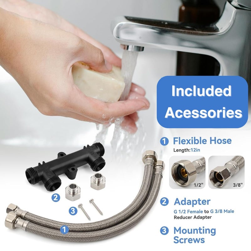 Watts Premier Replacement Sensor Valve Kit for 500800, 500805, HWRS-WH Watts Instant Hot Water Recirculation System, Two 12" Supply Lines, Two Reduced Fittings 1/2" FTP - 3/8" MPT, Two Mounting Screws - Image 5